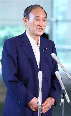 菅首相は自民党総裁選への不出馬を表明した=3日午後、首相官邸