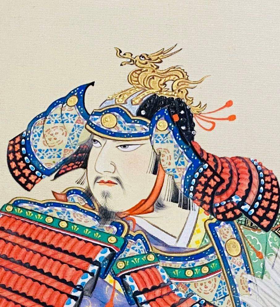 安藤廣近　肉筆掛軸 武者絵 蓑を纏った武士　 F7 安藤廣近 肉筆掛軸 武者絵 蓑を纏った武士 F7 安藤廣近 肉筆掛軸 武者