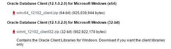 OracleClientダウンロード