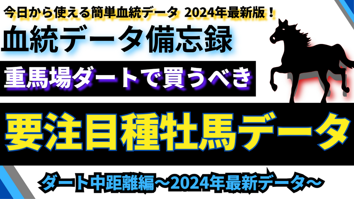 重馬場で成績爆上げ種牡馬データ～ダート中距離編～2024年最新版