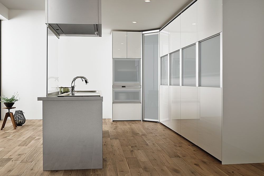 キッチンのコーナー部を活かせる収納ユニット