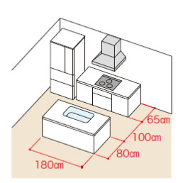 Ⅱ列型アイランドキッチンの図