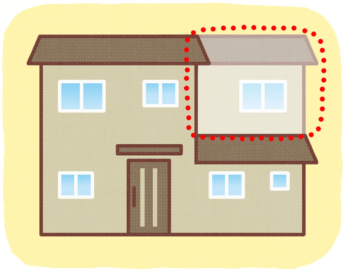 2階建ての一部を減らす減築のイメージ