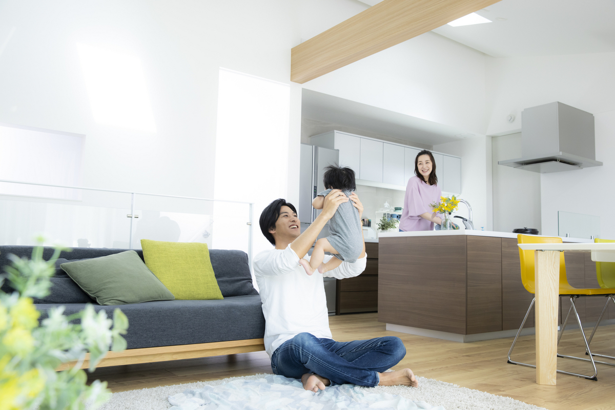 家族がリビングに集まりやすい家のイメージ
