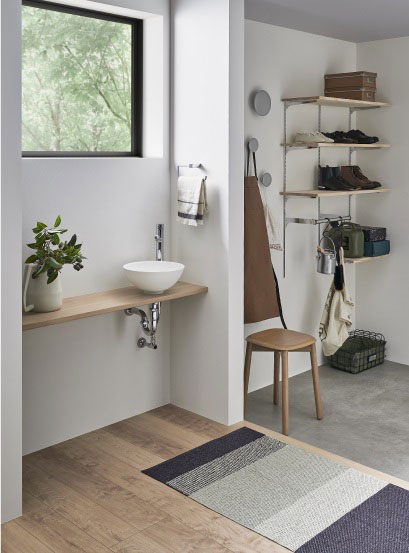 おしゃれでコンパクトな手洗いスペース