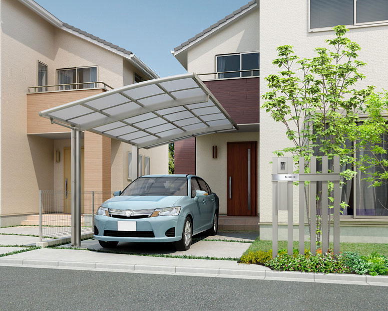 屋根が丸みを帯びた形状のカーポートの画像