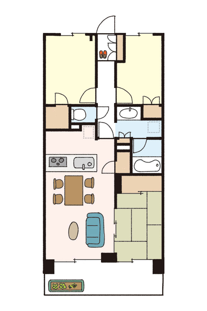 70平米3LDKの間取り図