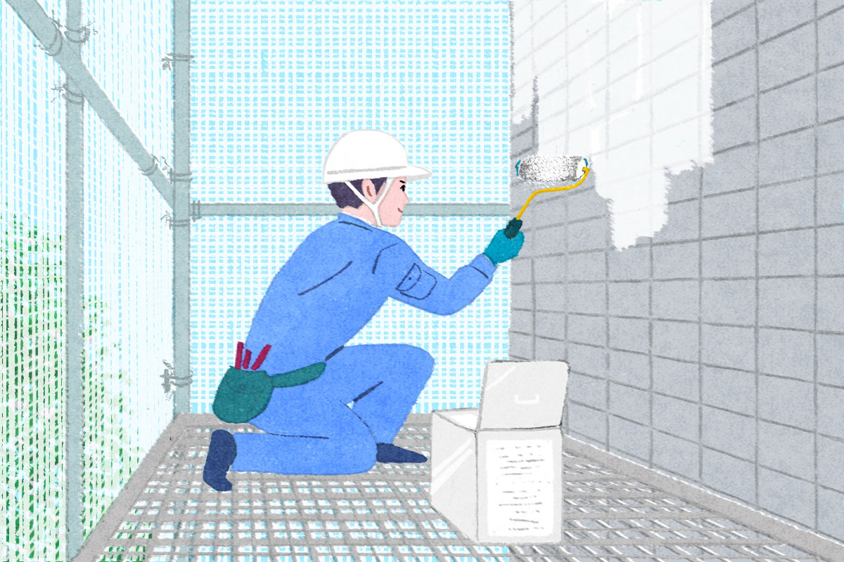 外壁塗装中のイラスト