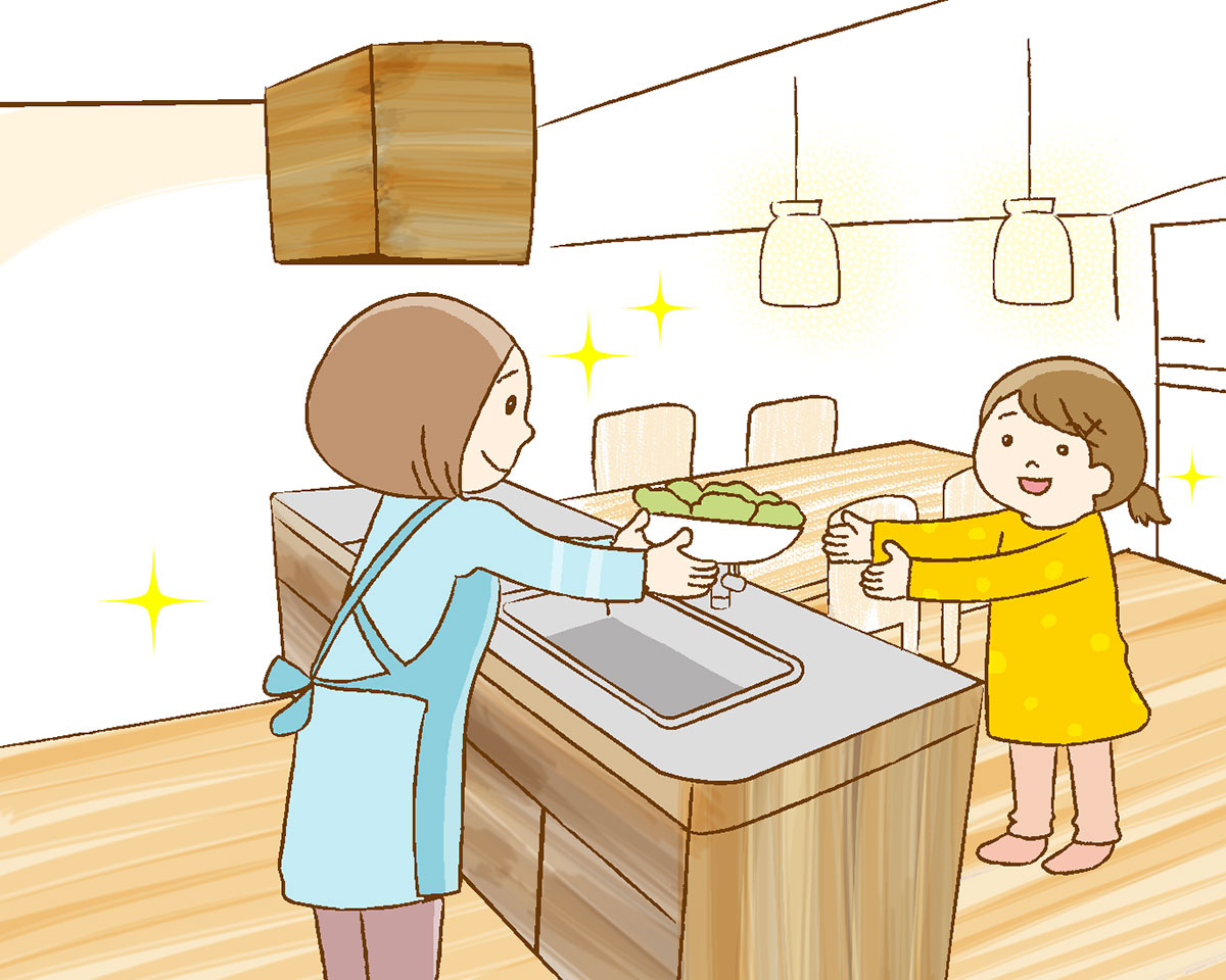 オープン型キッチンのイメージイラスト