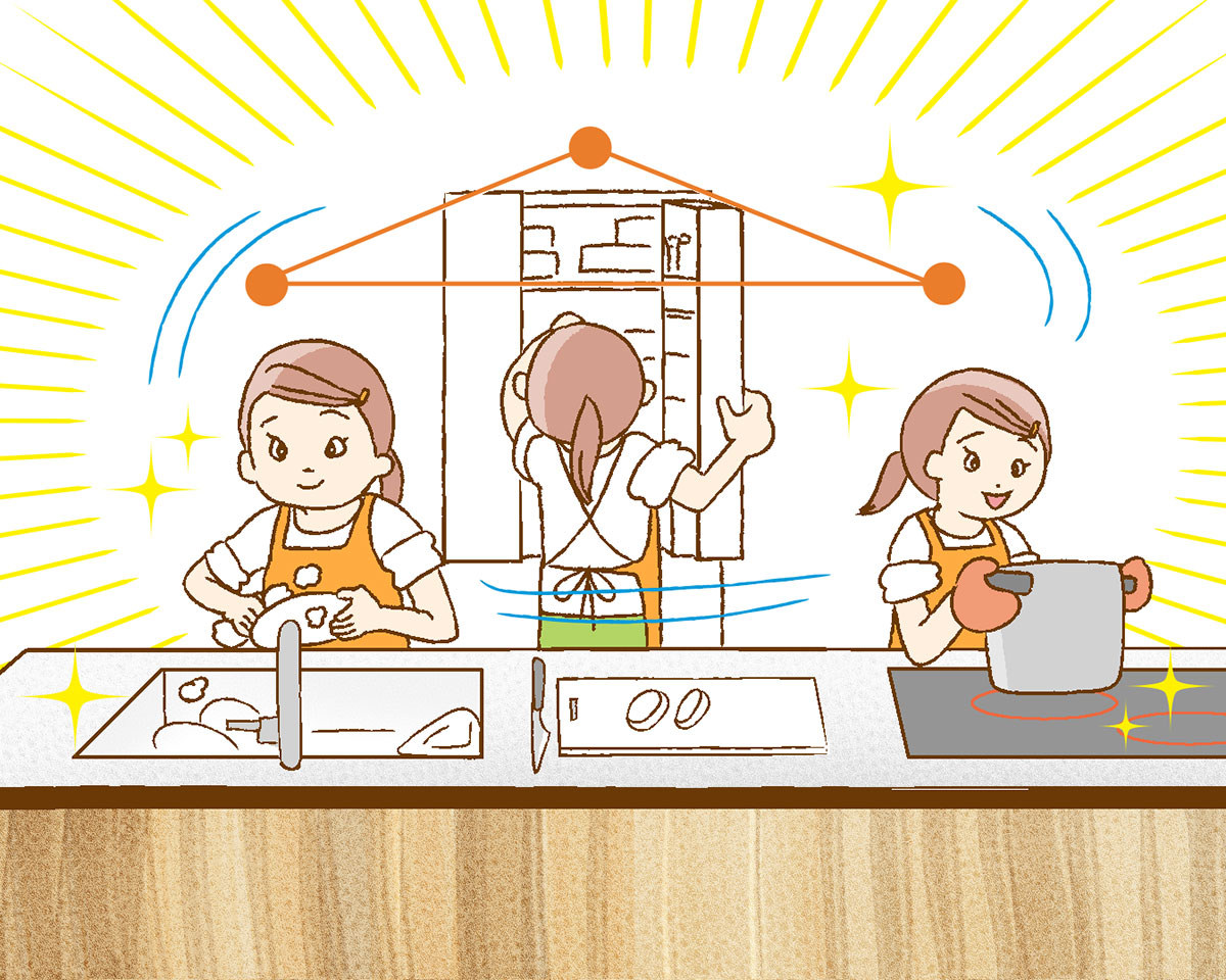 テキパキと料理をする人のイラスト