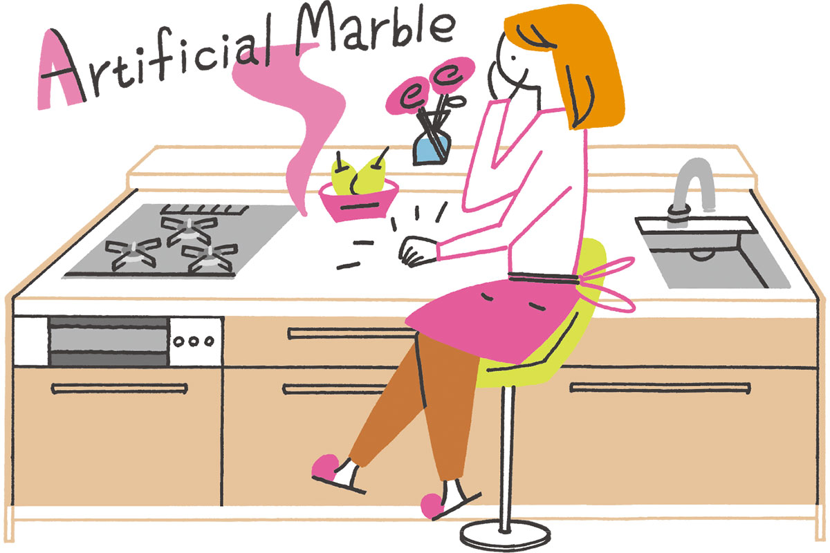 人大天板キッチンイラスト