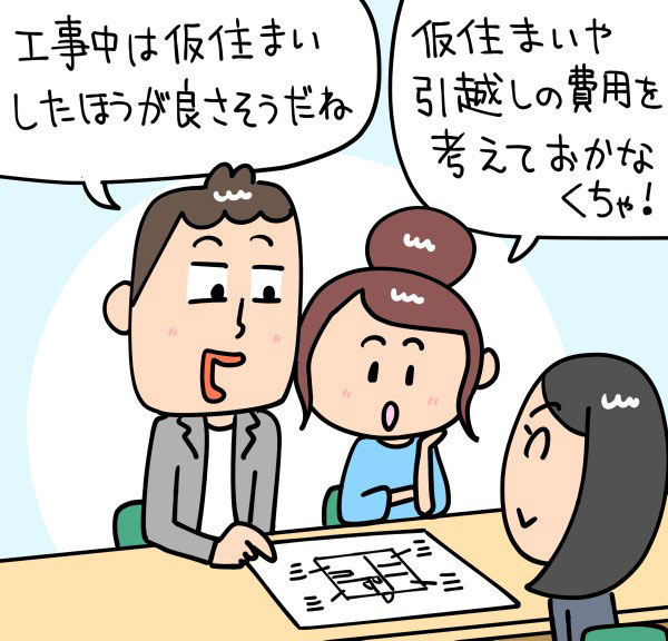 リノベーション中の仮住まいや引越し費用について検討する夫婦