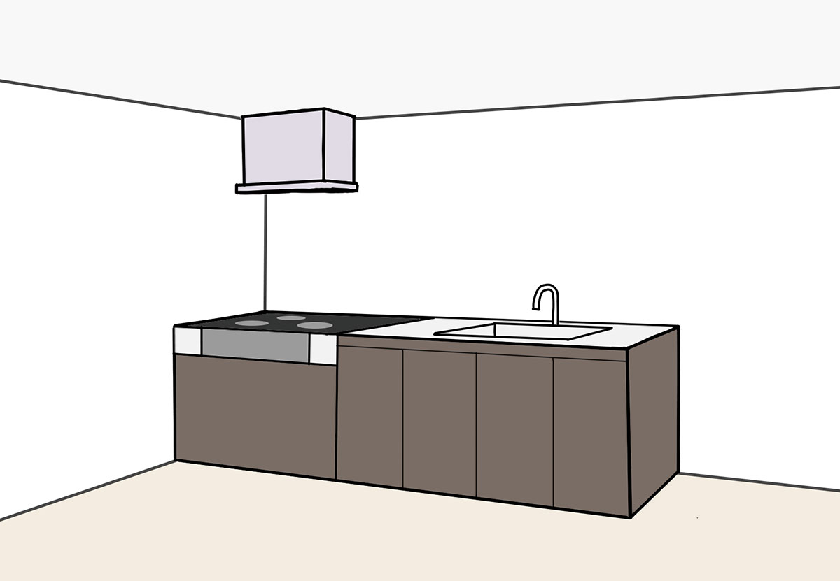 壁付け型のキッチン