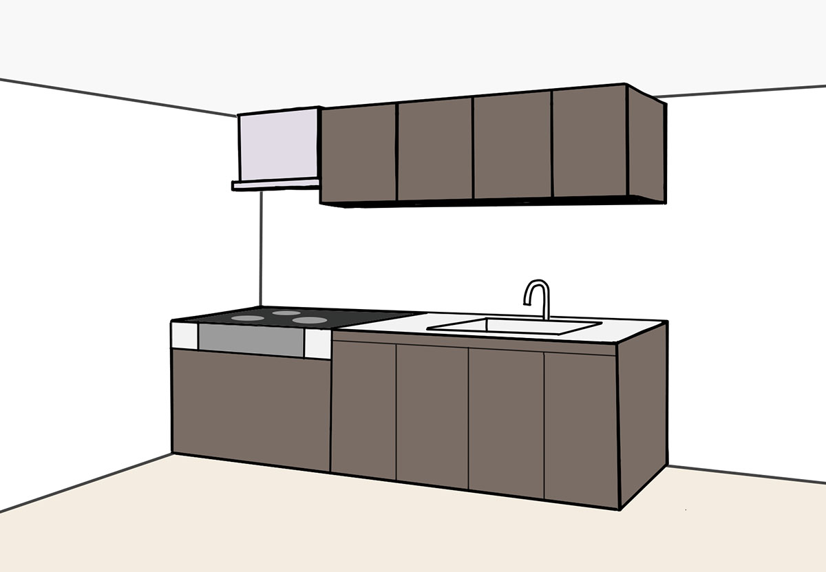 I型キッチンのイラスト