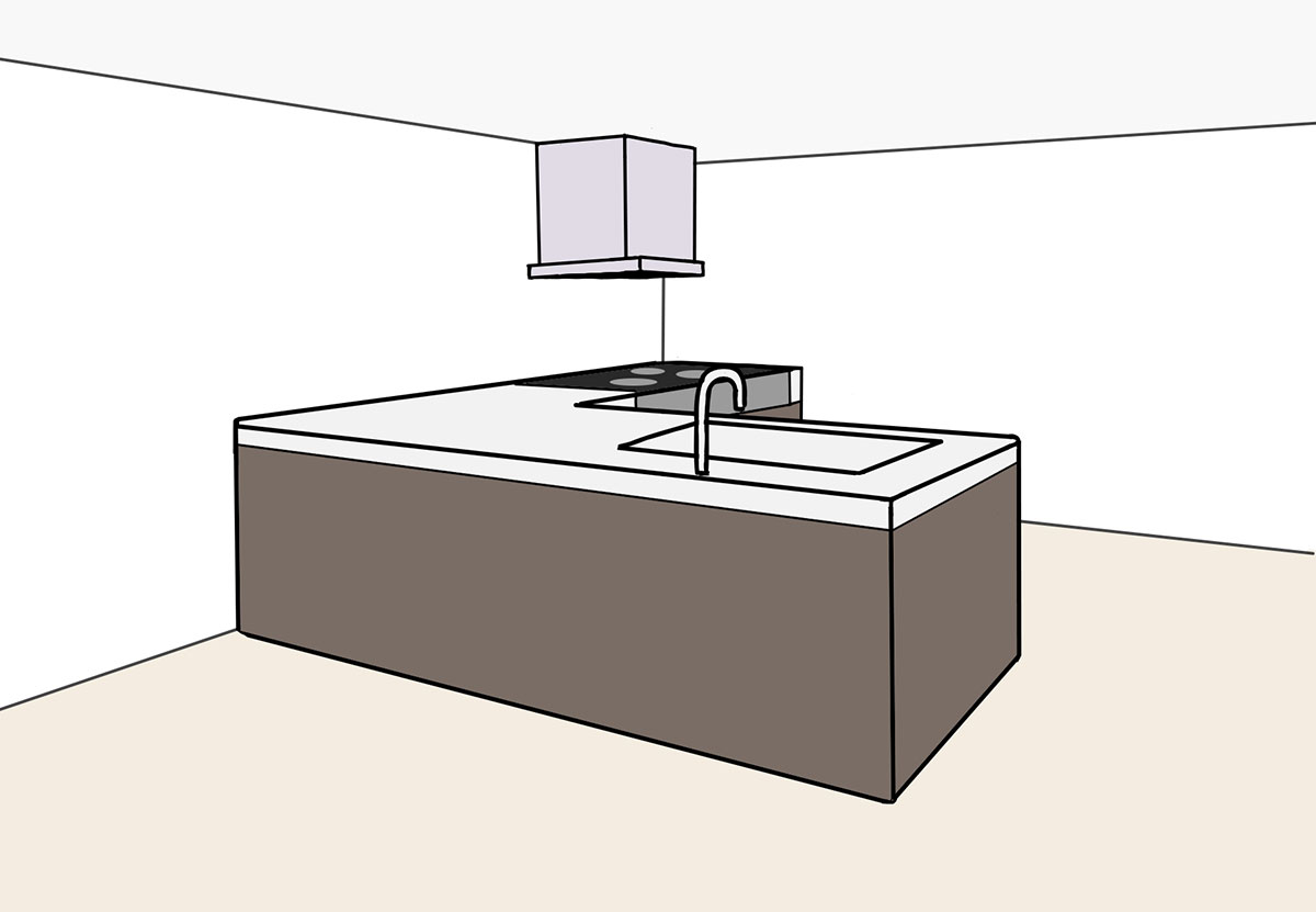 L型キッチンのイラスト