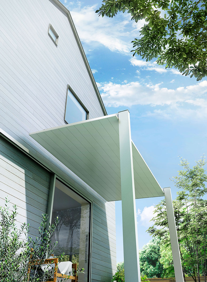 ネジ不要のウッドデッキ屋根