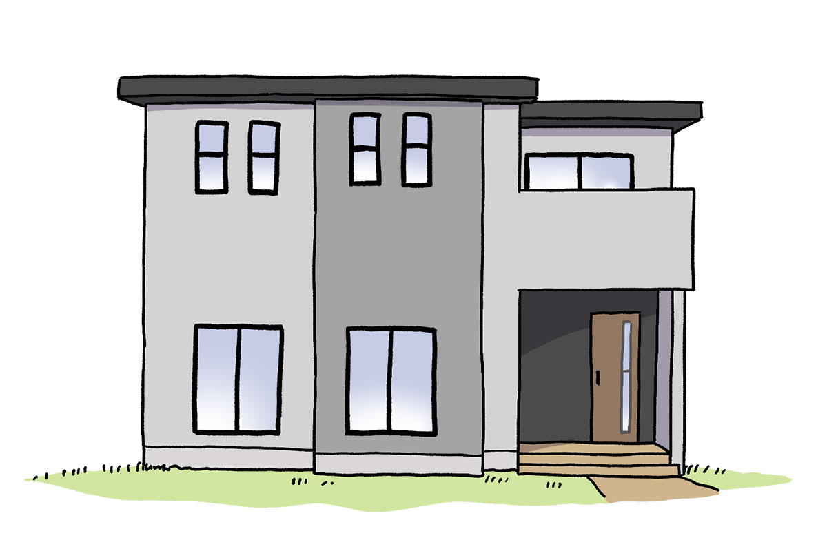 グレーのツートーンカラーに変更した一戸建て