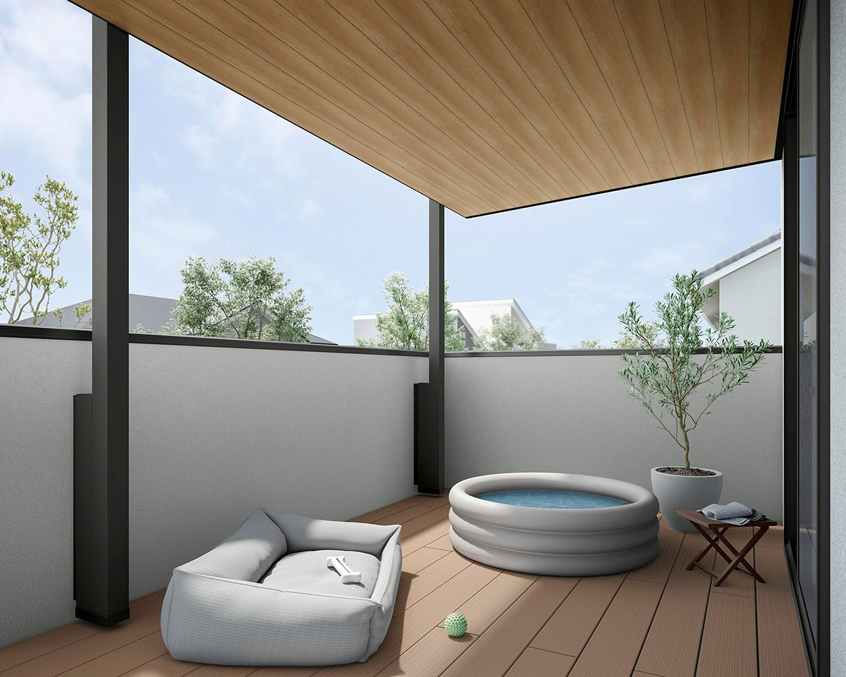 ベランダ・バルコニーのウッドデッキ