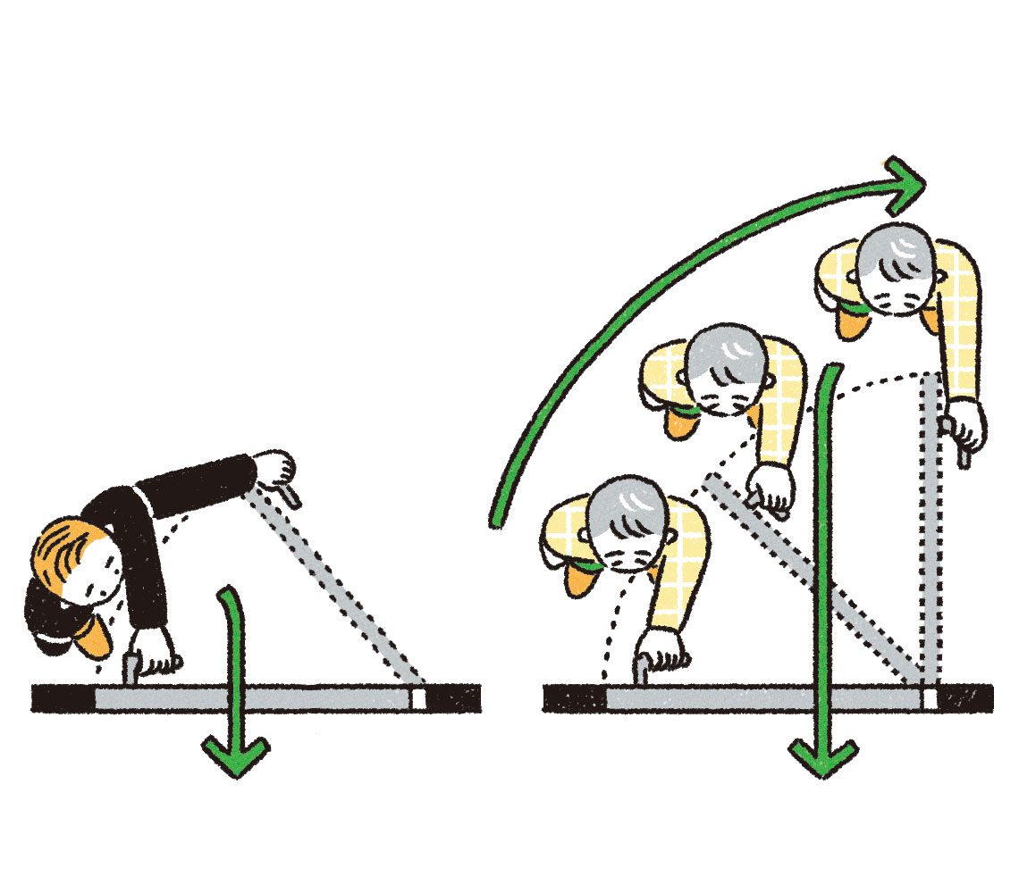 開き戸の高齢者の動作