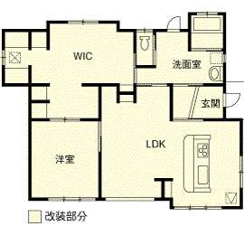4Kから1LDKに変更した間取り図