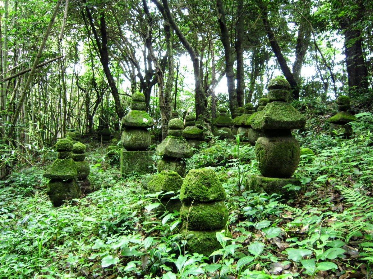 田原家丸山墓地の五輪塔群　大分県杵築市大田