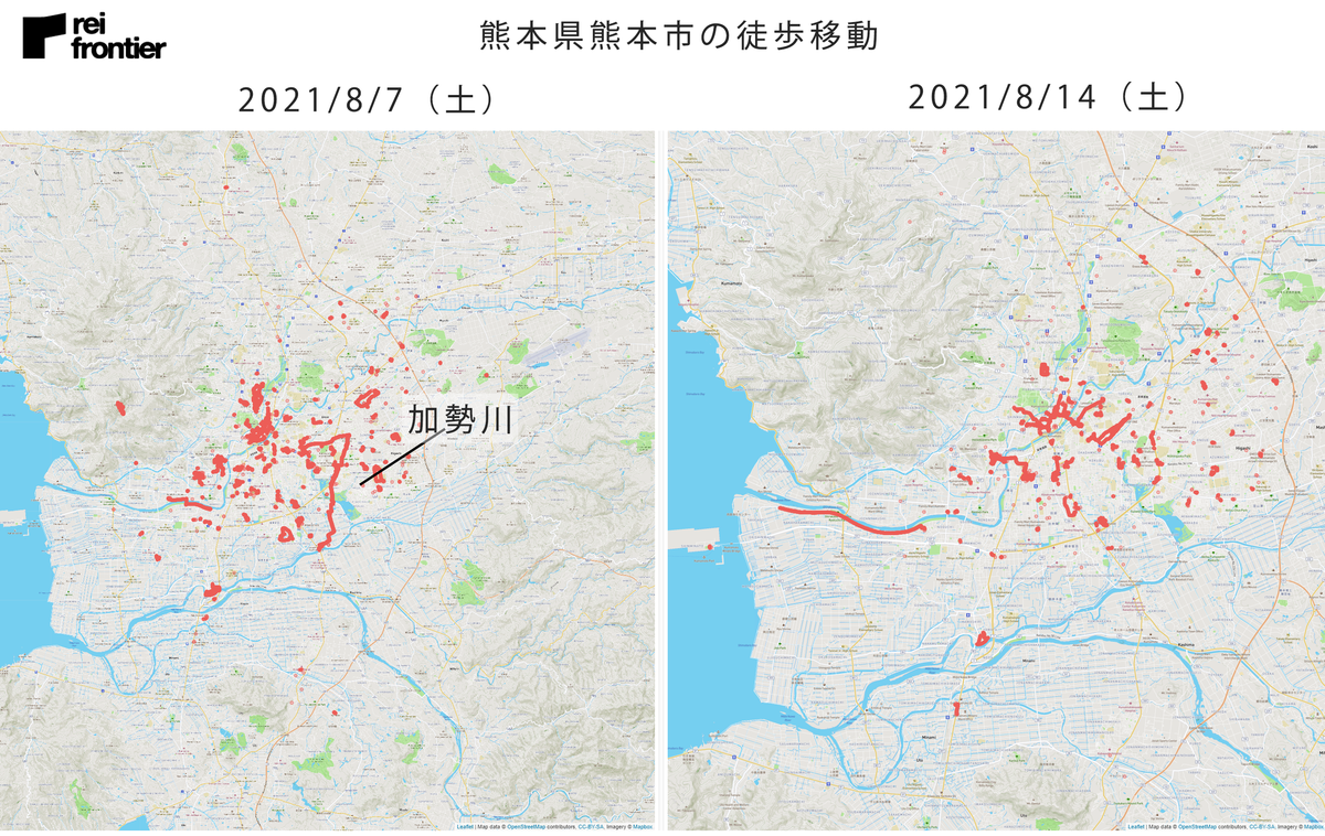 熊本県熊本市の徒歩移動