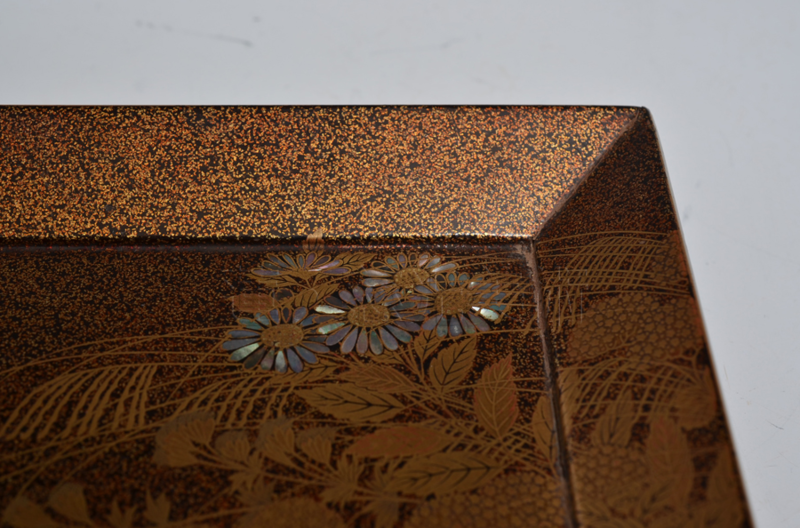 江戸時代末期～明治時代初期　本漆塗　本蒔絵　梨地　本金　蔦に赤実図　菓子皿　5客 江戸時代末期～明治時代初期本漆塗本蒔絵梨地本金蔦に赤実図菓子