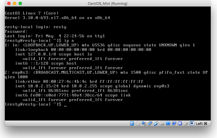 VirtualBox 上の CentOS に ssh 接続する [ Mac 編] - Resty's log:手取り15万円の日常