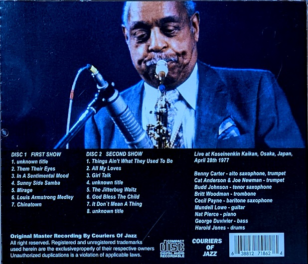 BENNY CARTER & JAZZ ALL STARS - 1977年4月28日 大阪厚生年金