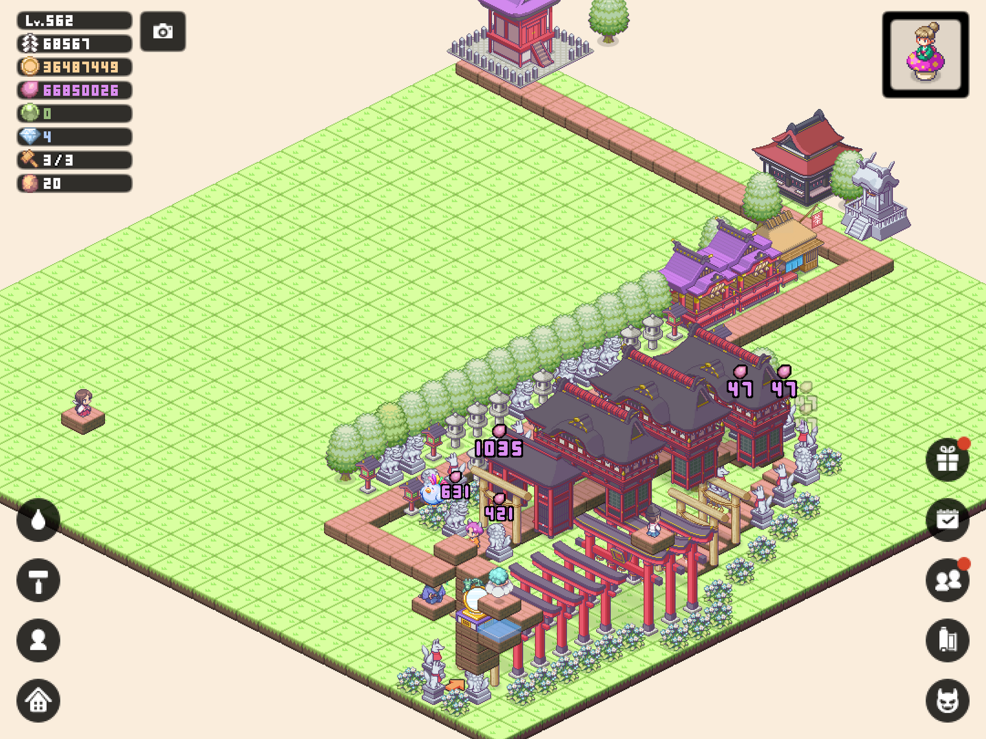 スマホゲーム『箱庭神社』をプレイ 「チル」な和風箱庭サンドボックスディフェンスゲーム - rh日和（仮）