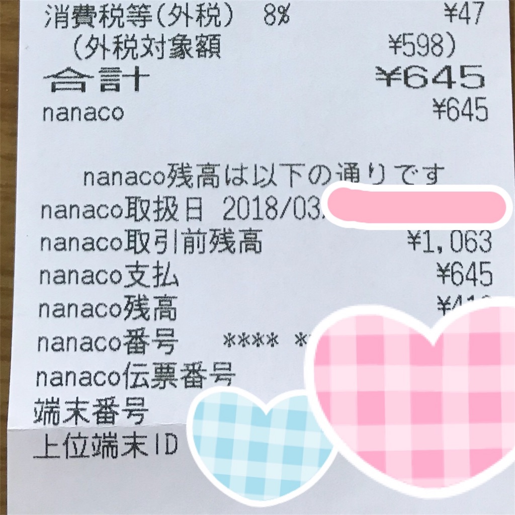 ドラッグセイムスでnanacoを使った Ol1年生