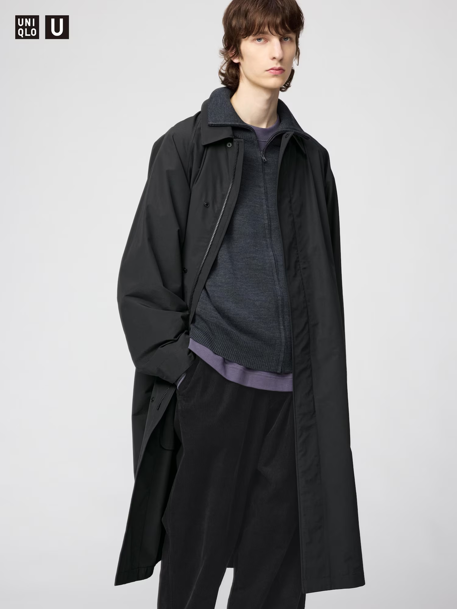 ユニクロU 2025秋冬 オーバーサイズステンカラーコート ブラック L UNIQLO U ユニクロユー オーバーサイズステンカラーコート 2025ss