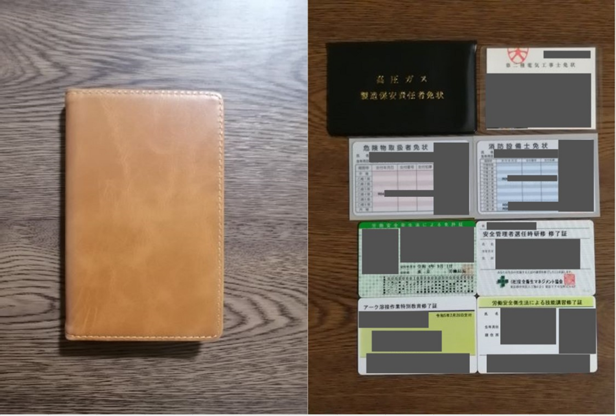 仕事道具】システム手帳をカスタマイズした小さい免状用ケース - 電気 
