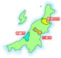 [新潟県][合併]新発田市、三条市、柏崎市の位置