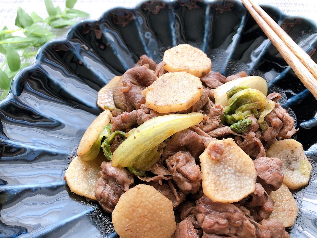 牛肉と長芋の炒め物【牛肉 長芋 レタス レシピ 作り置き
