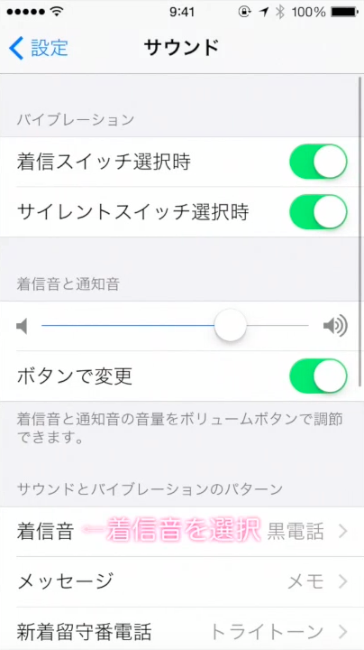 iPhoneのサウンド画面