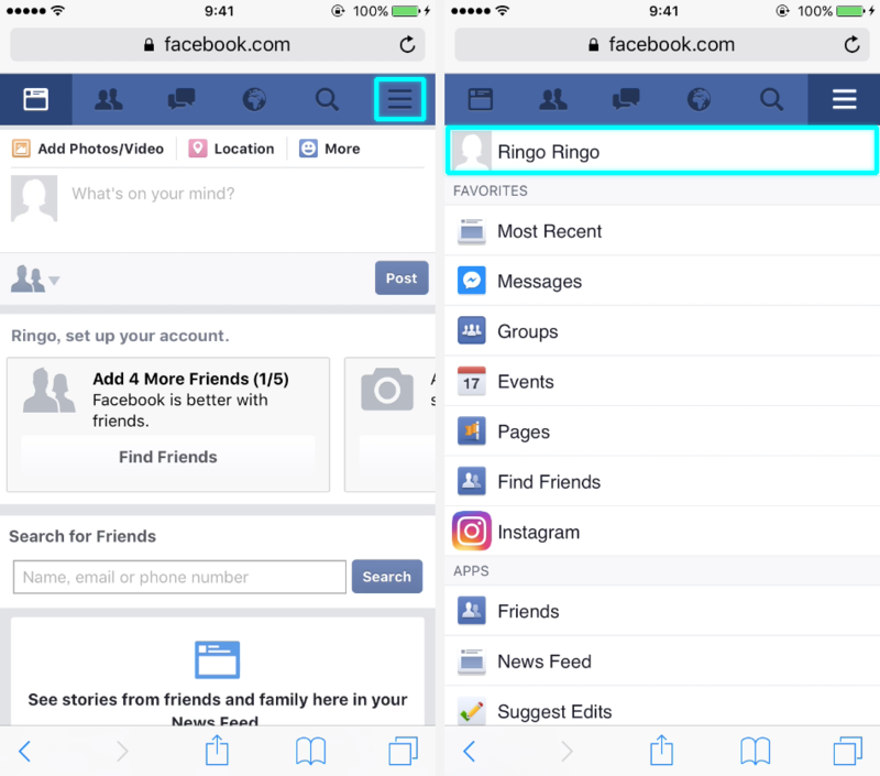 US版モバイル用フェイスブック