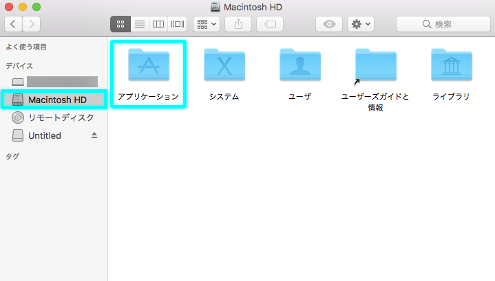Macintosh HDフォルダ