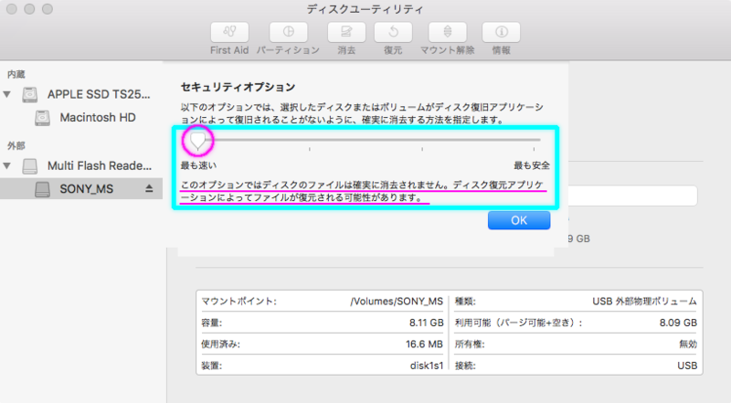 フォーマットの安全性指定