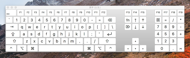 小文字入力時のキーボードビューア上の表示