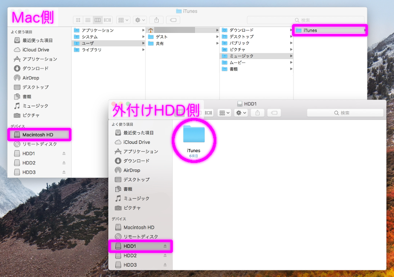 iTunesフォルダコピー完了の画像