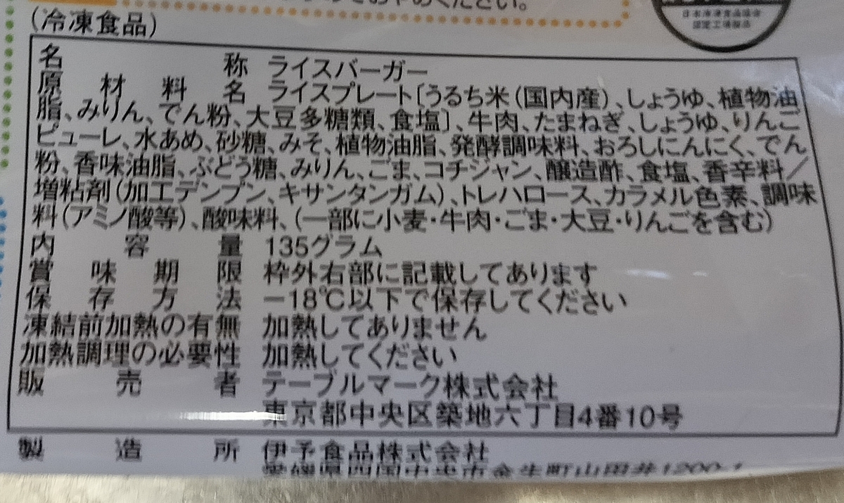 原材料名などのパッケージ写真