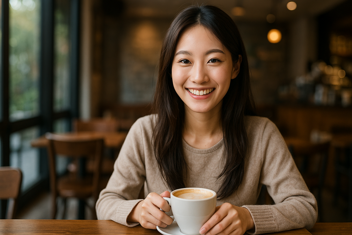 歯が綺麗な人と友達に言われる笑顔の女性