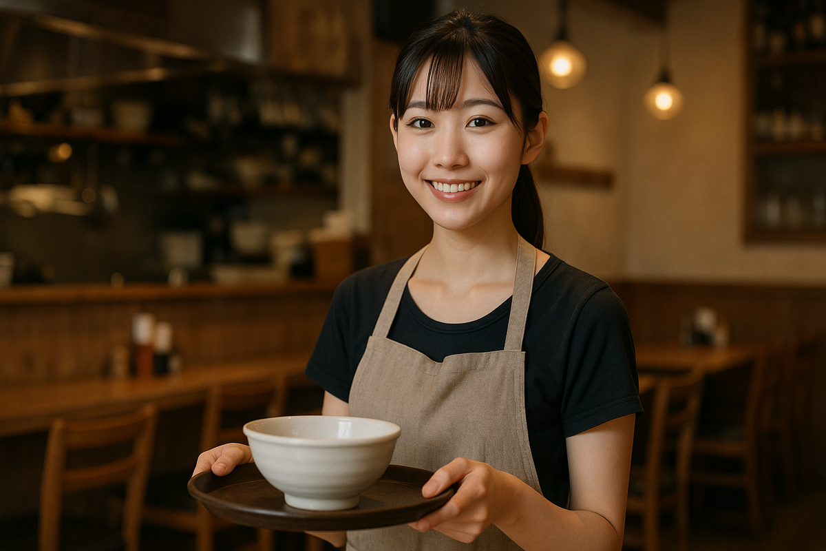 飲食店でアルバイトをしている20代の女性