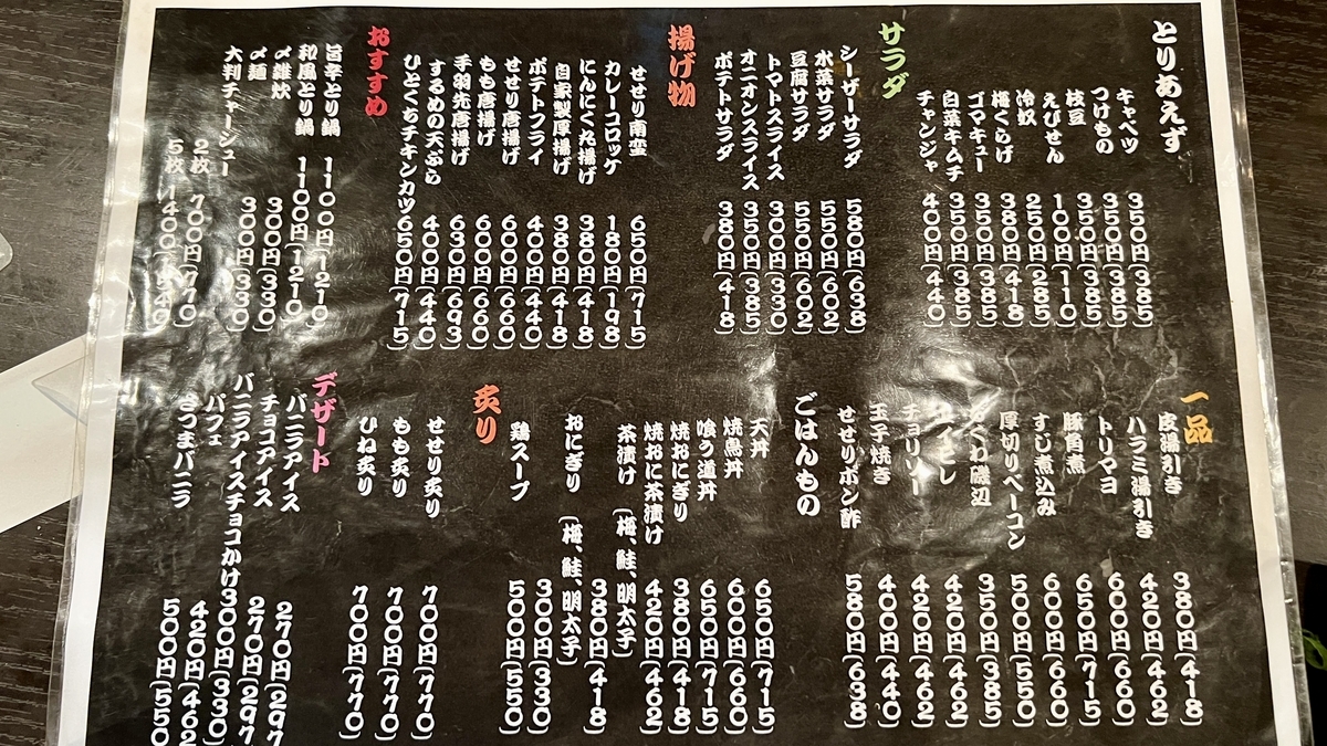 居酒屋メニュー