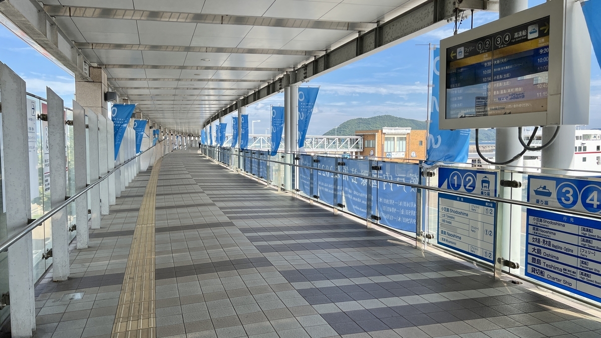 JR高松駅と高松港を結ぶ屋根付き連絡通路の内部