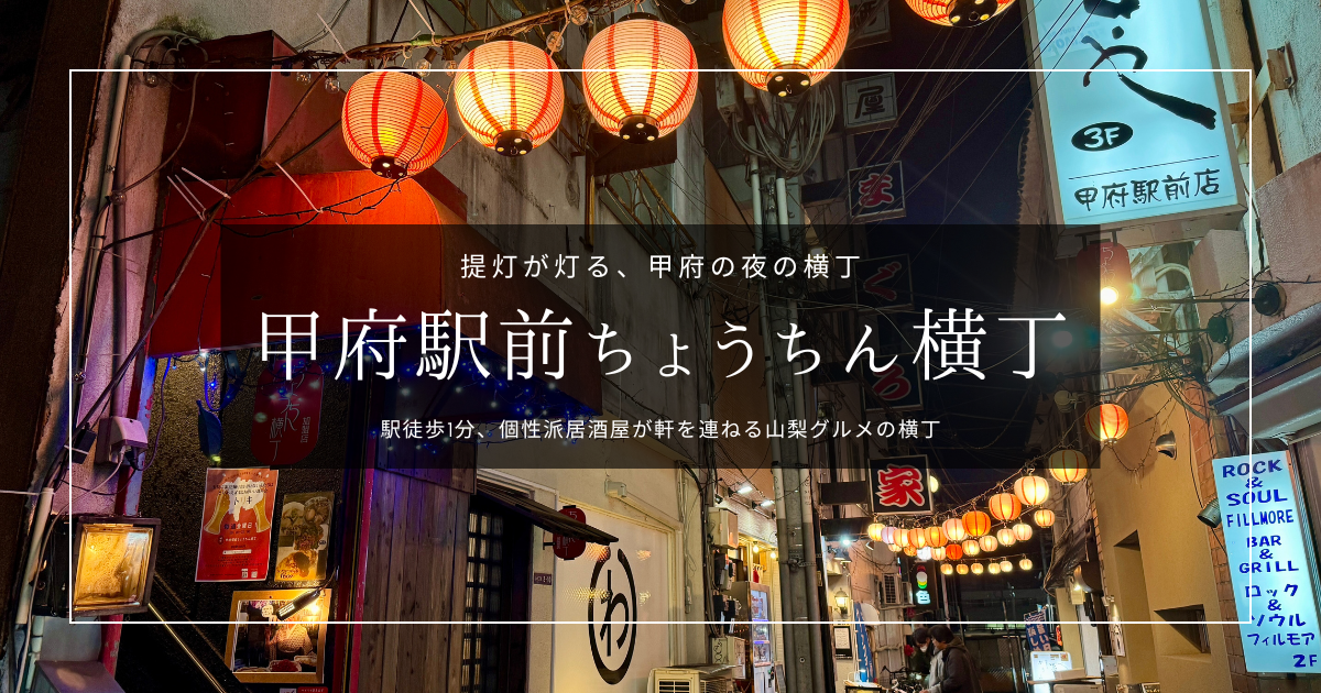 駅徒歩1分!!山梨を堪能できる夜の歓楽街「甲府駅前ちょうちん横丁」