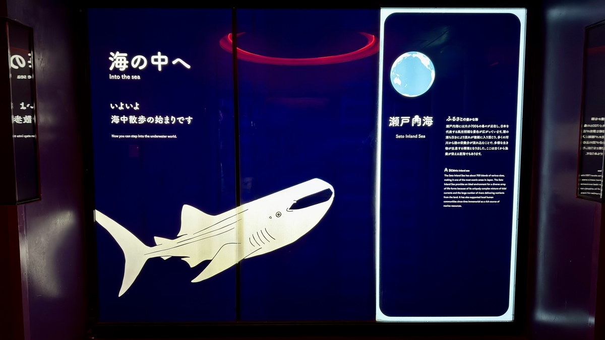 日本の海を再現した瀬戸内海エリアの展示水槽