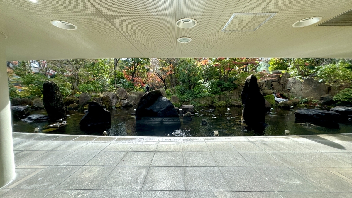額縁のように見える中自然の森の庭園風景