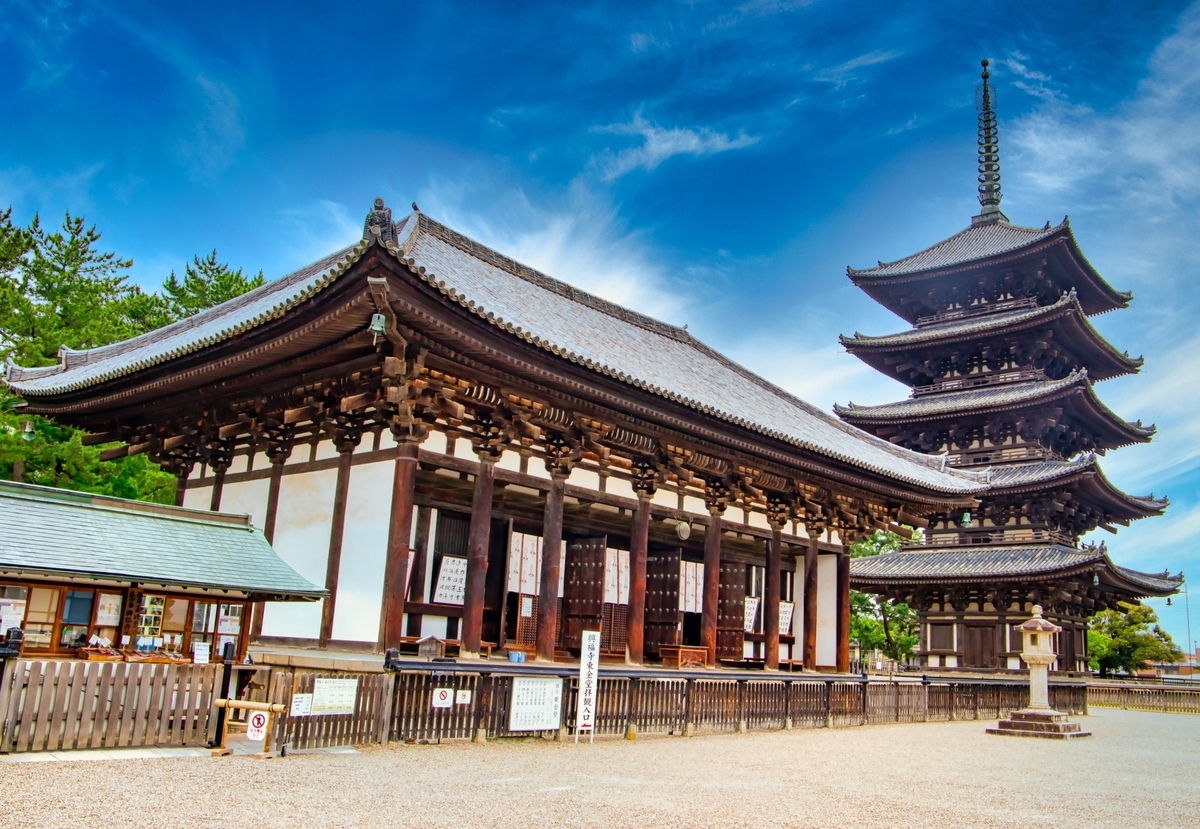 神社と寺院を訪れる人々の風景